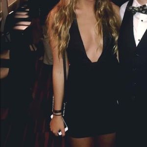 Tobi Deep V Black Dress